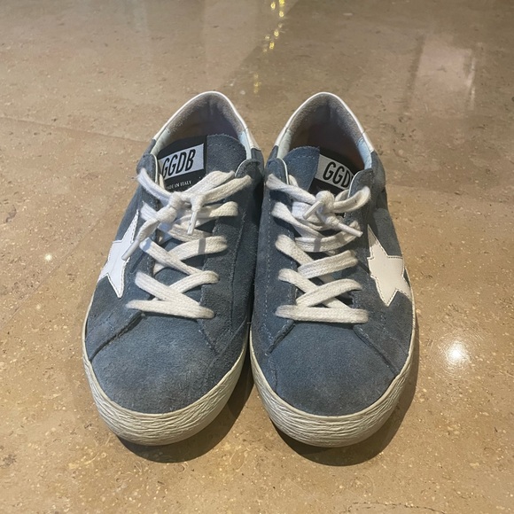 GOLDEN GOOSE Superstar Sneakers Light Blue Suede & White Leather 34EU - Picture 3 of 7